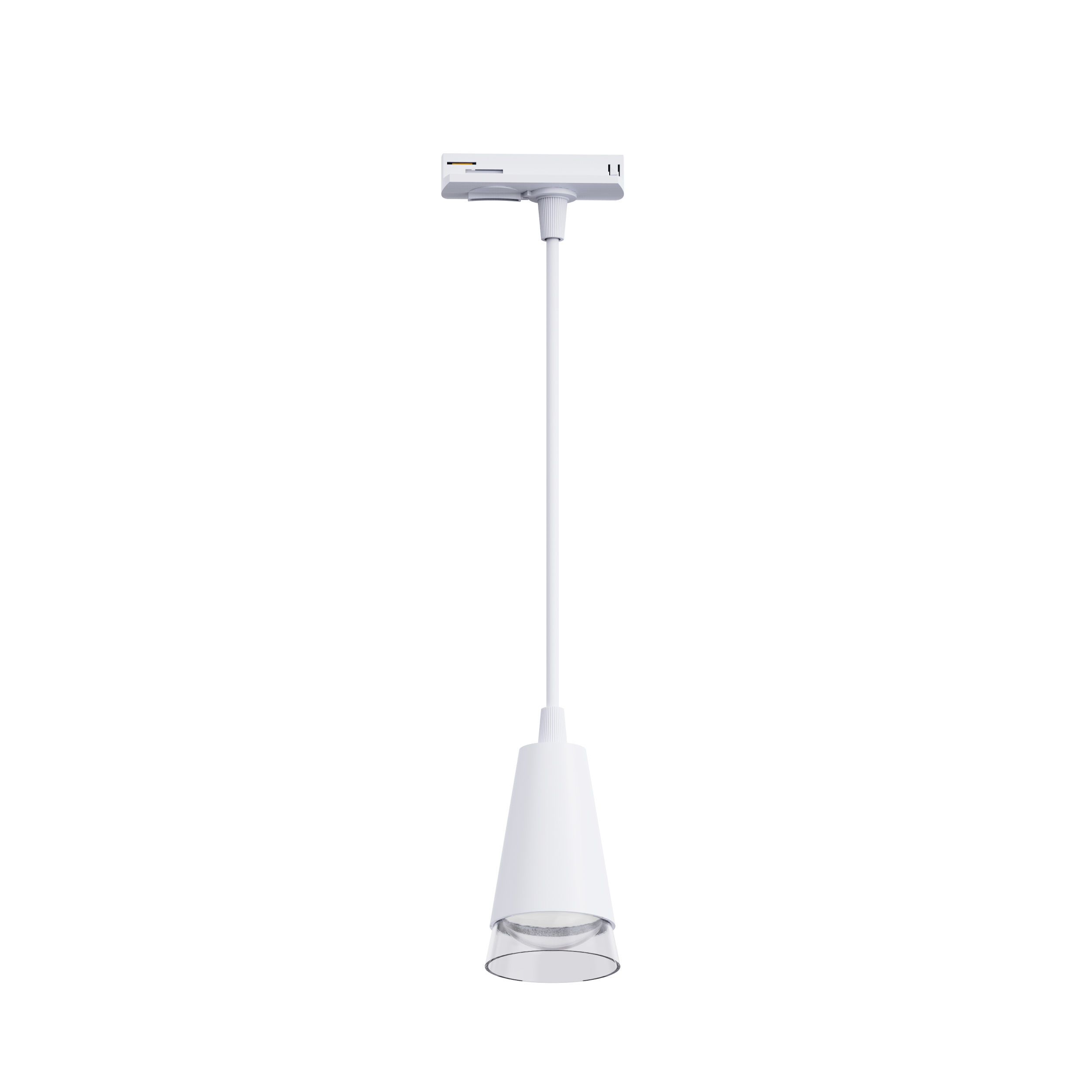 white aluminum track pendant light with transparent PMMA ring