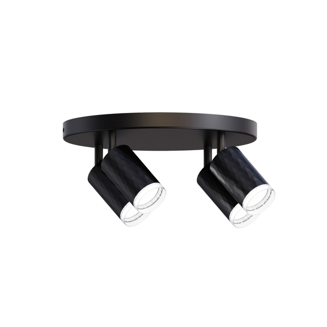 four light head black spot downlight with diamond patterns for living room