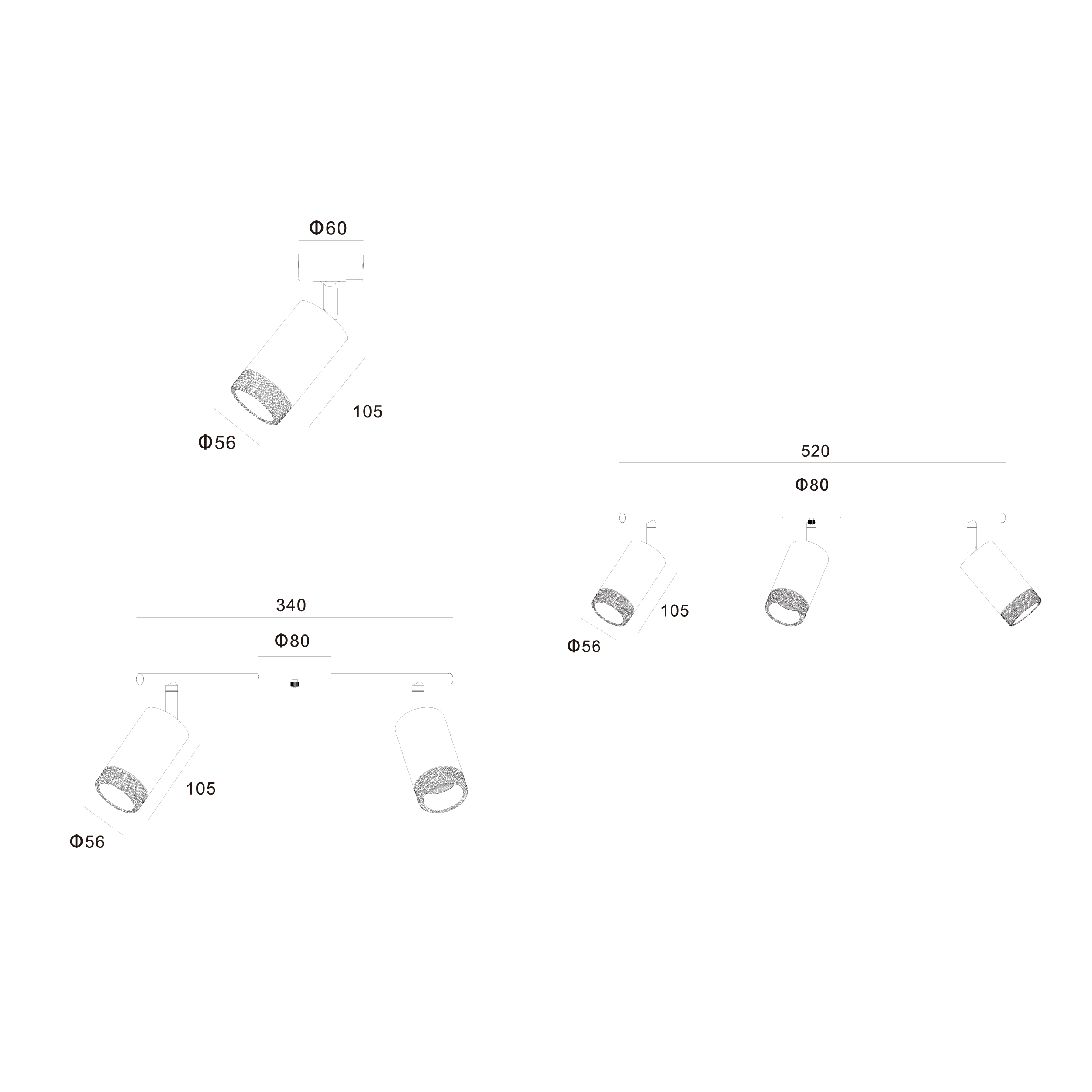 GU10 socket ceiling downlight spotlight dimension