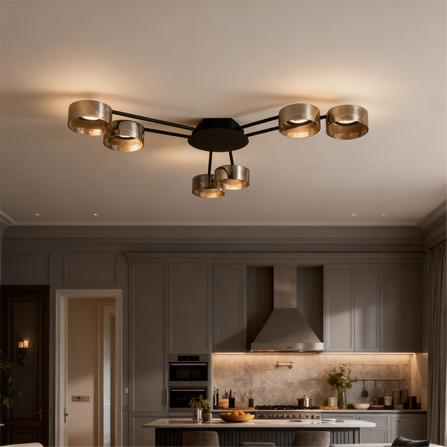 six gx53 socket ceiling light with glass cover