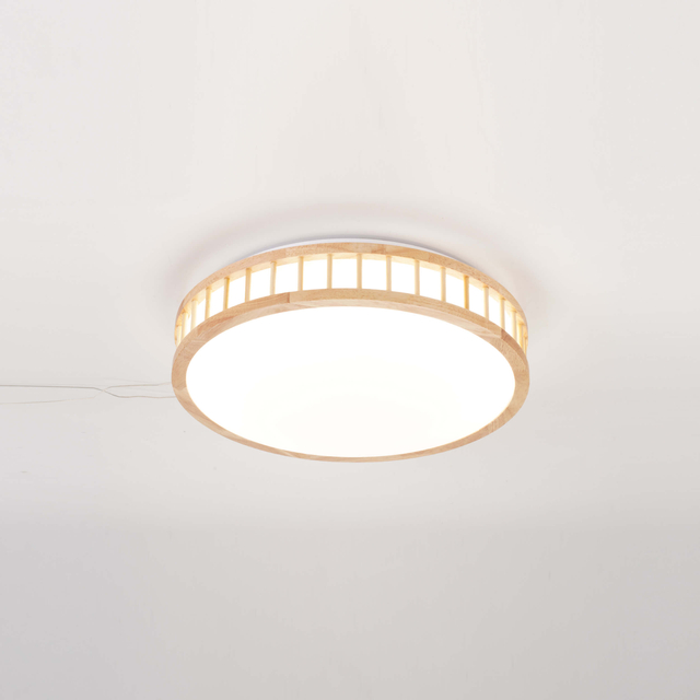 Stylish Circular Wooden Ceiling Light Fixture with Warm Illumination