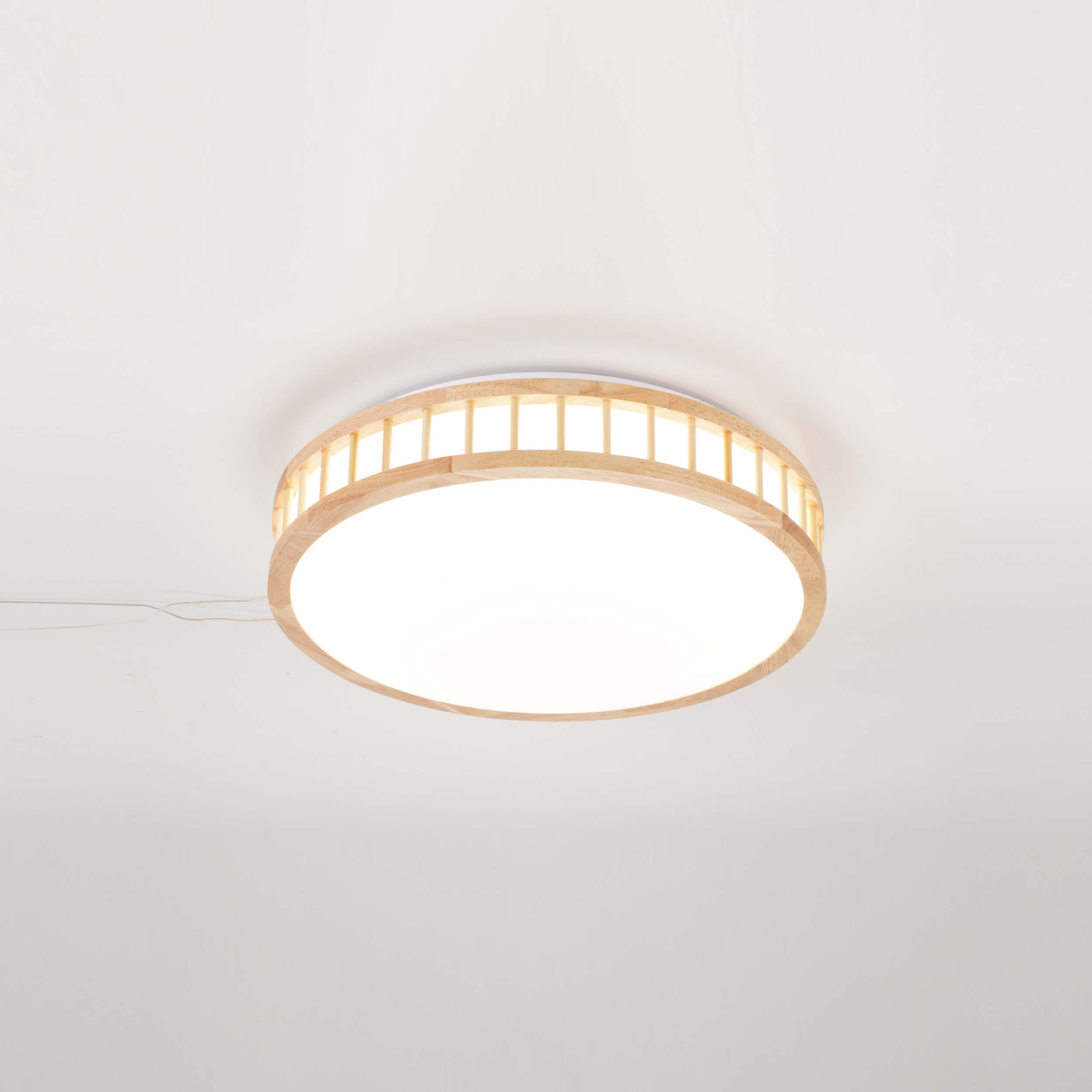 Stylish Circular Wooden Ceiling Light Fixture with Warm Illumination