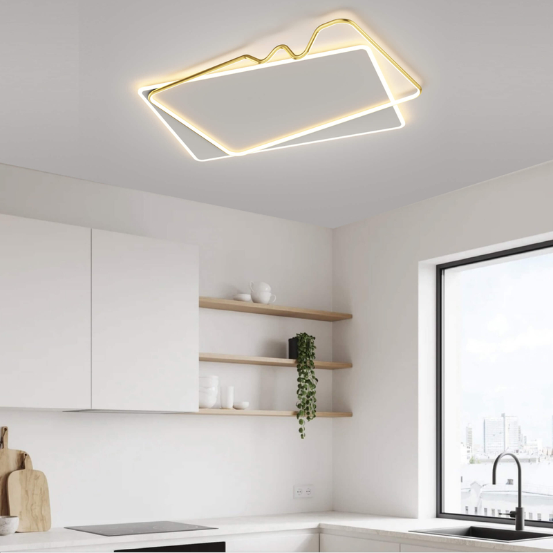 modern look rectangler led ceiling light install in kitchen