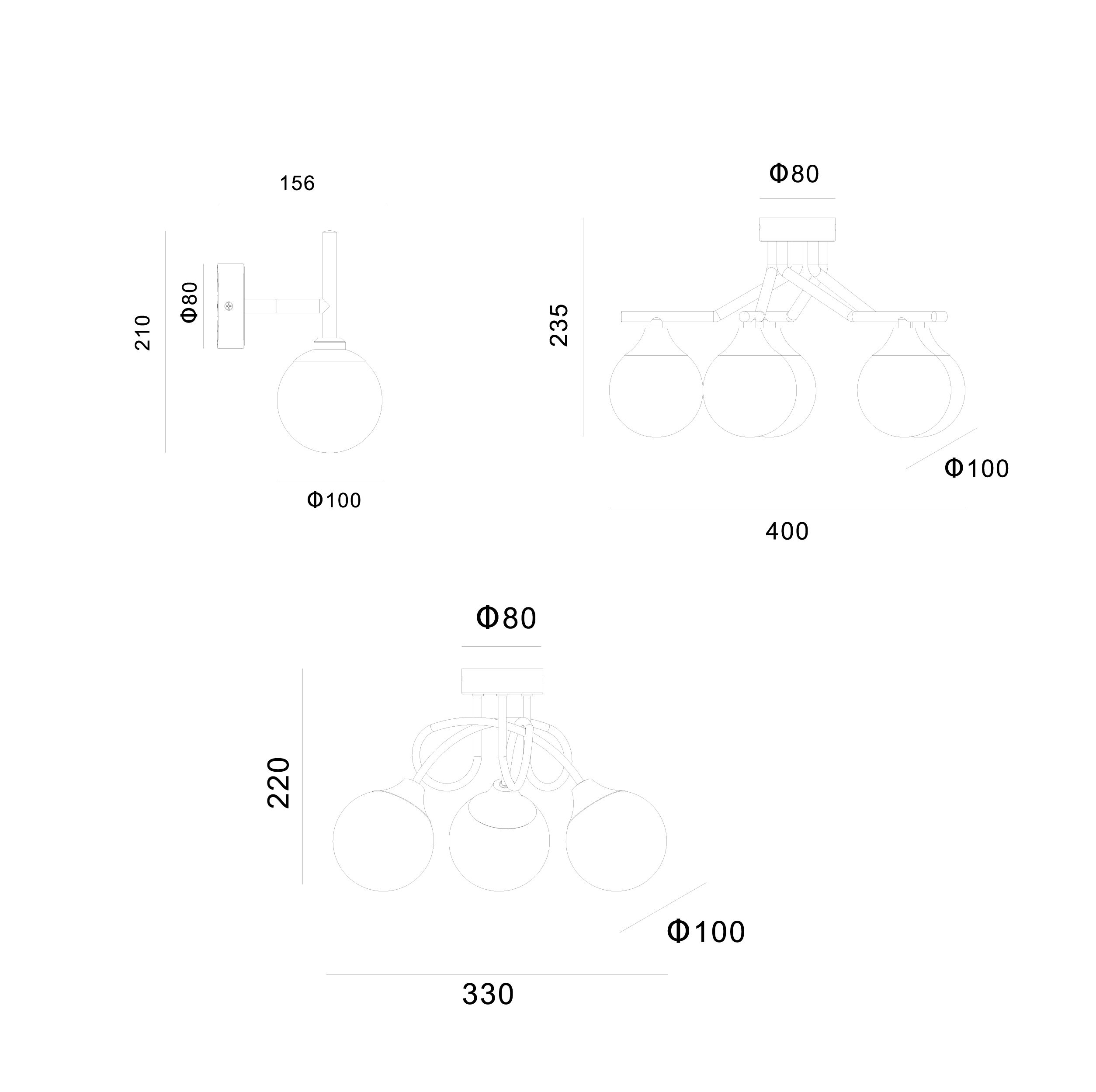G9 wall light dimention