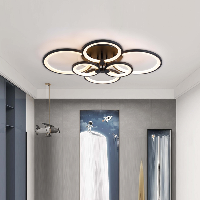 unique led ceiling light installed in bedroom