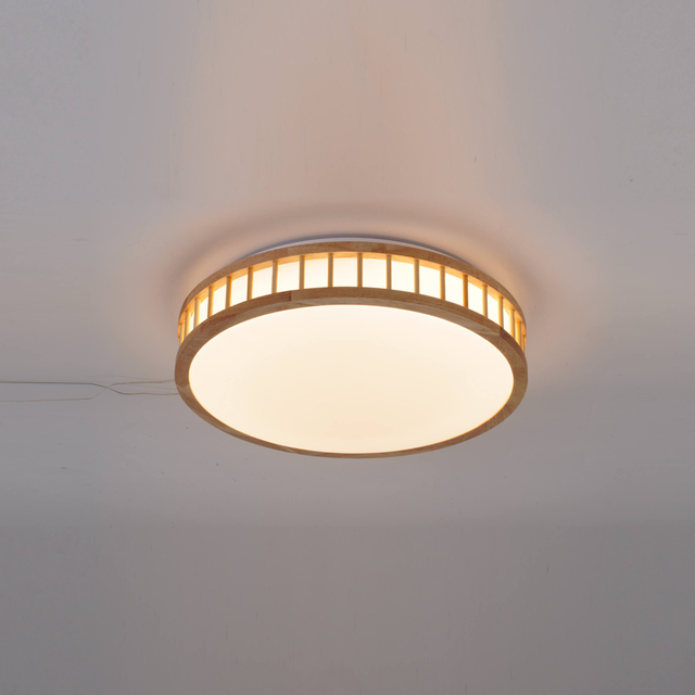 Minimalist Wooden Slatted Ceiling Lamp Providing Soft Ambient Lighting