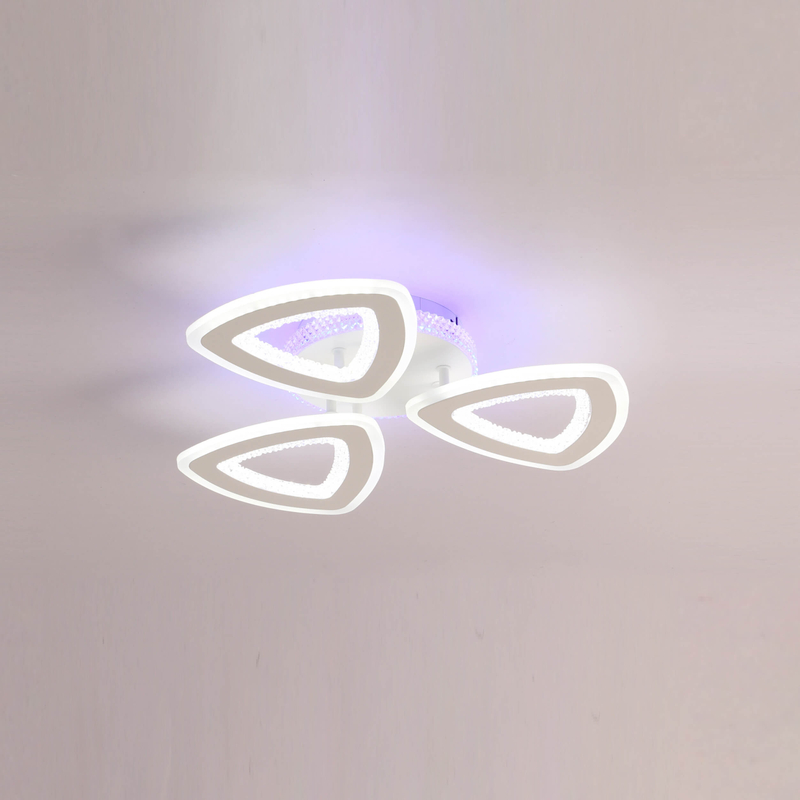 Stylish, triangular-shaped LED ceiling light for a modern living space.