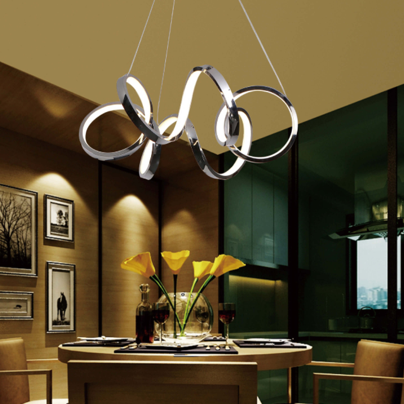 Contemporary Chrome Pendant Light in Abstract Shape