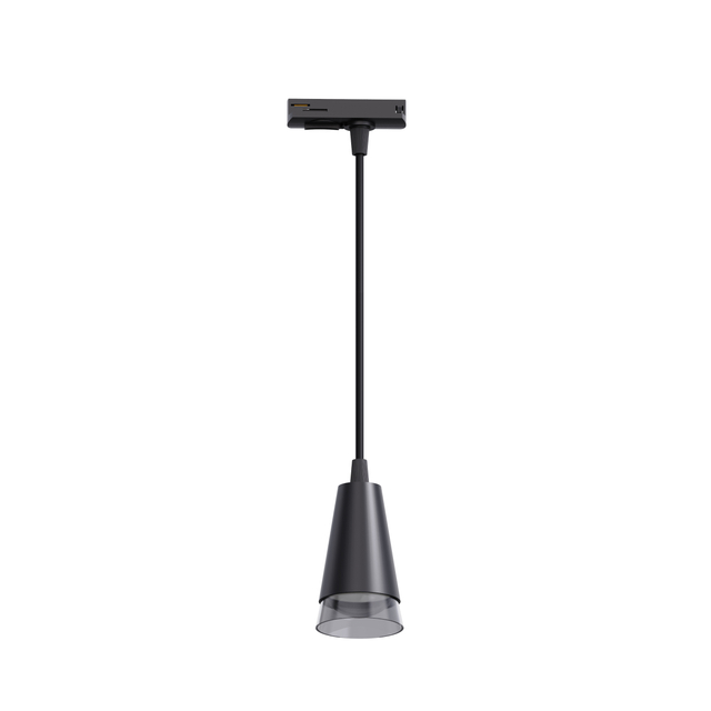 black aluminum track pendant light with PMMA ring