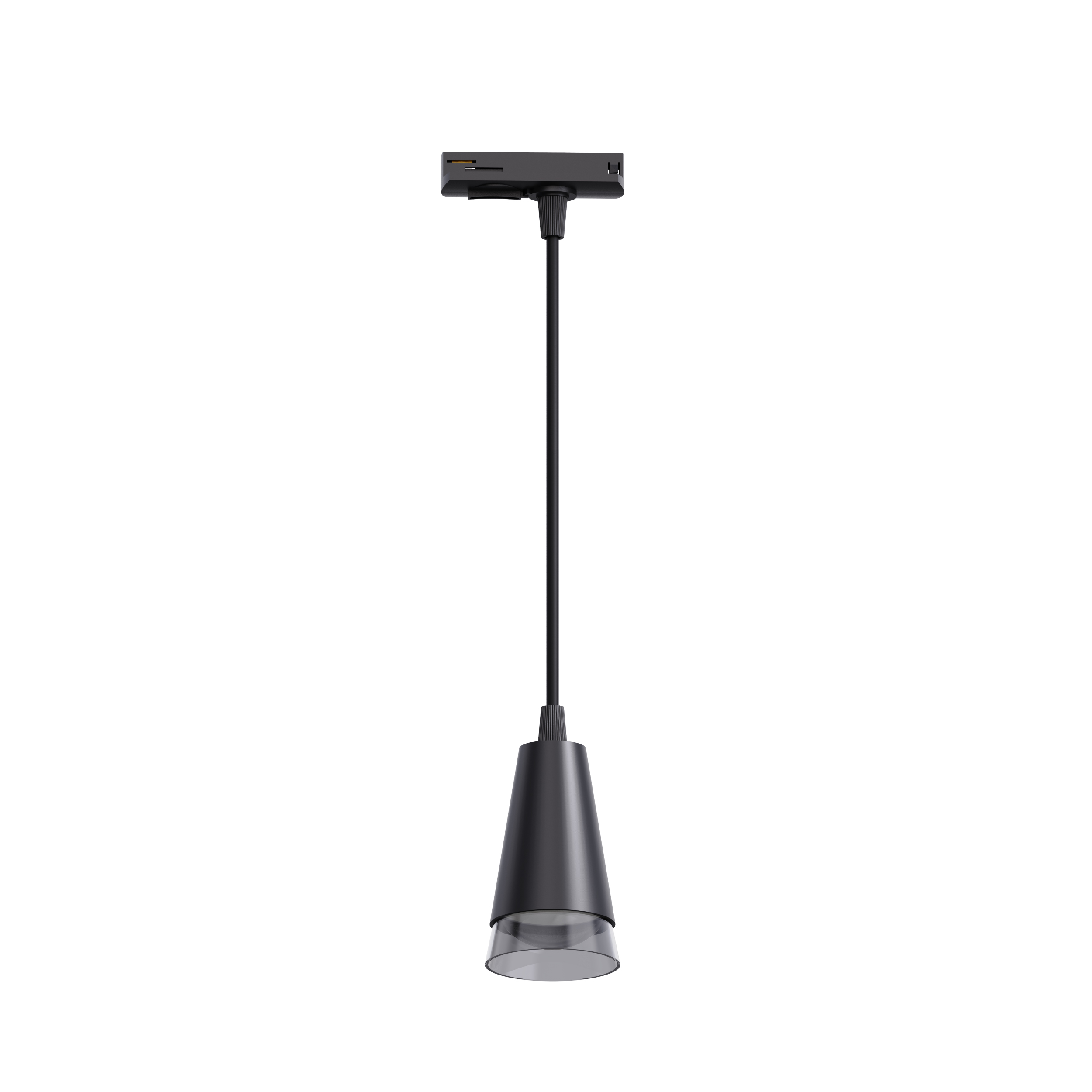 black aluminum track pendant light with PMMA ring