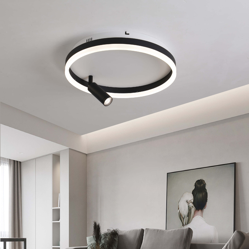 Black and white led ceiling light for bedroom