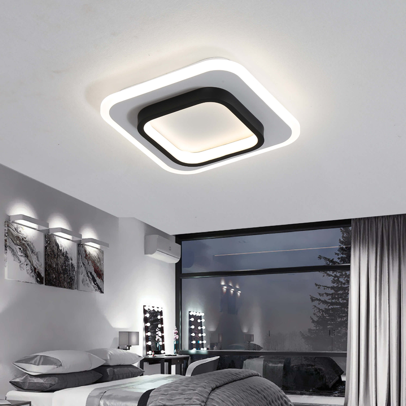 square with black body led ceiling light for room