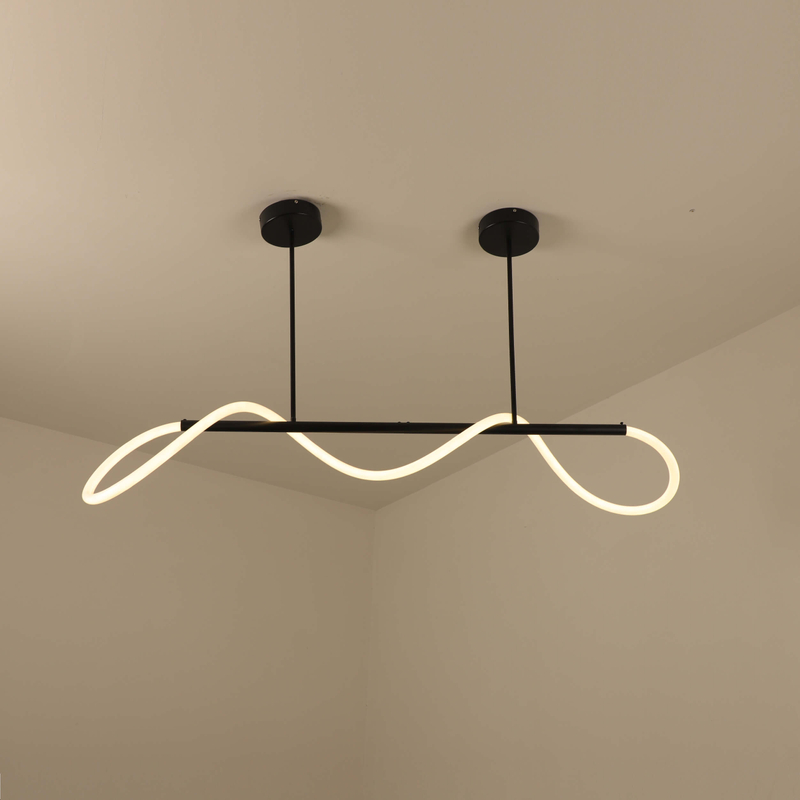 two black base led pendant light