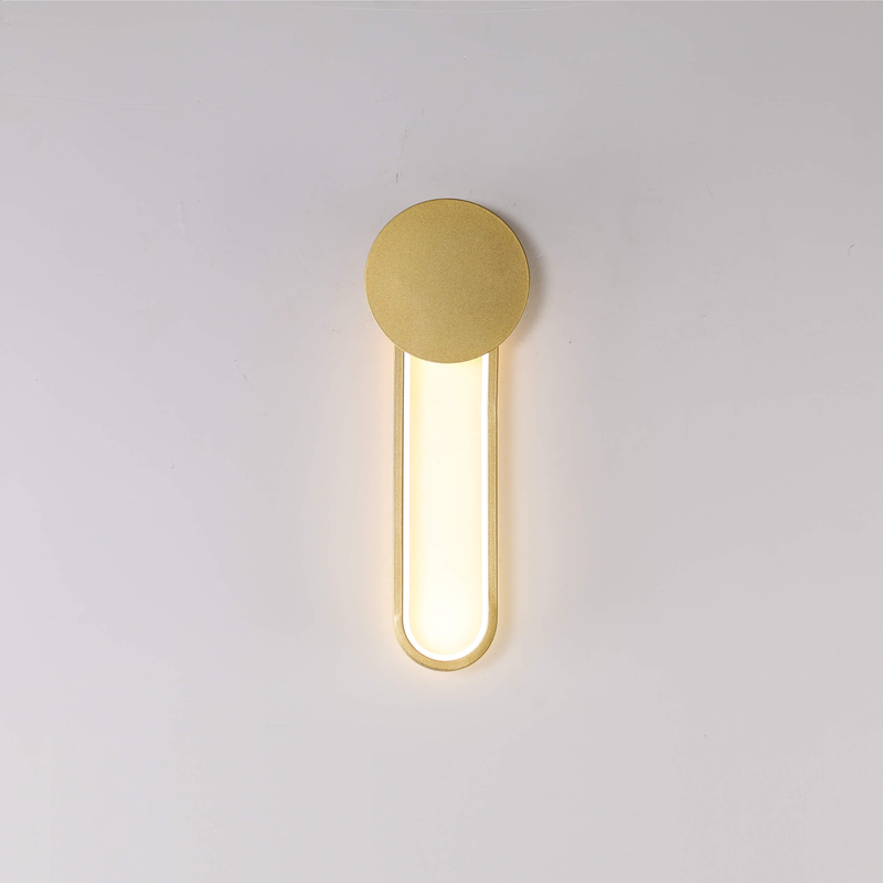 Minimalist circular LED wall lights creating ambient hallway illumination