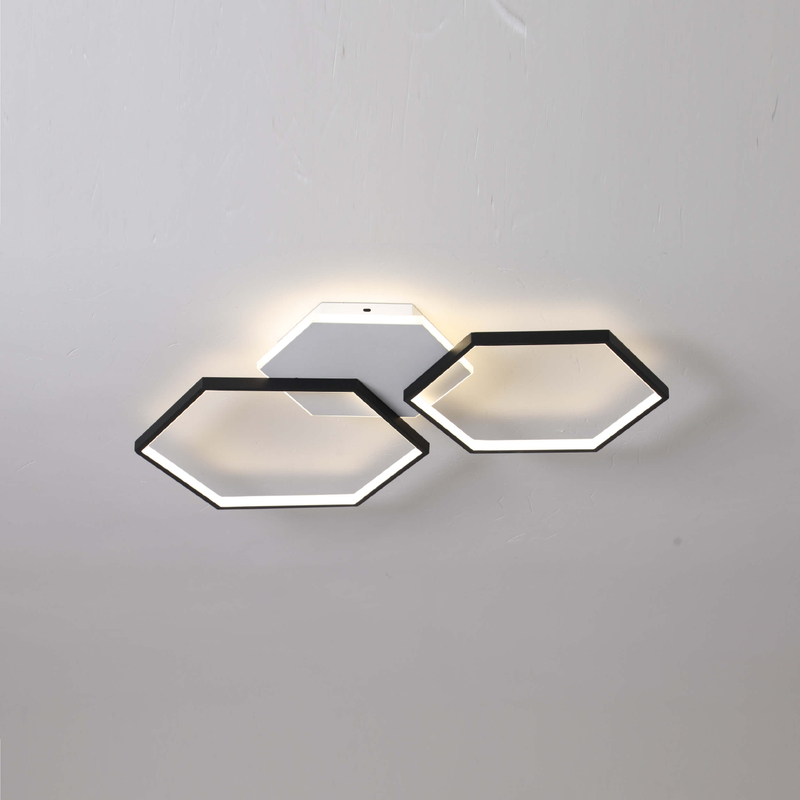 Three Hexgon Black and White LED Ceiling Light