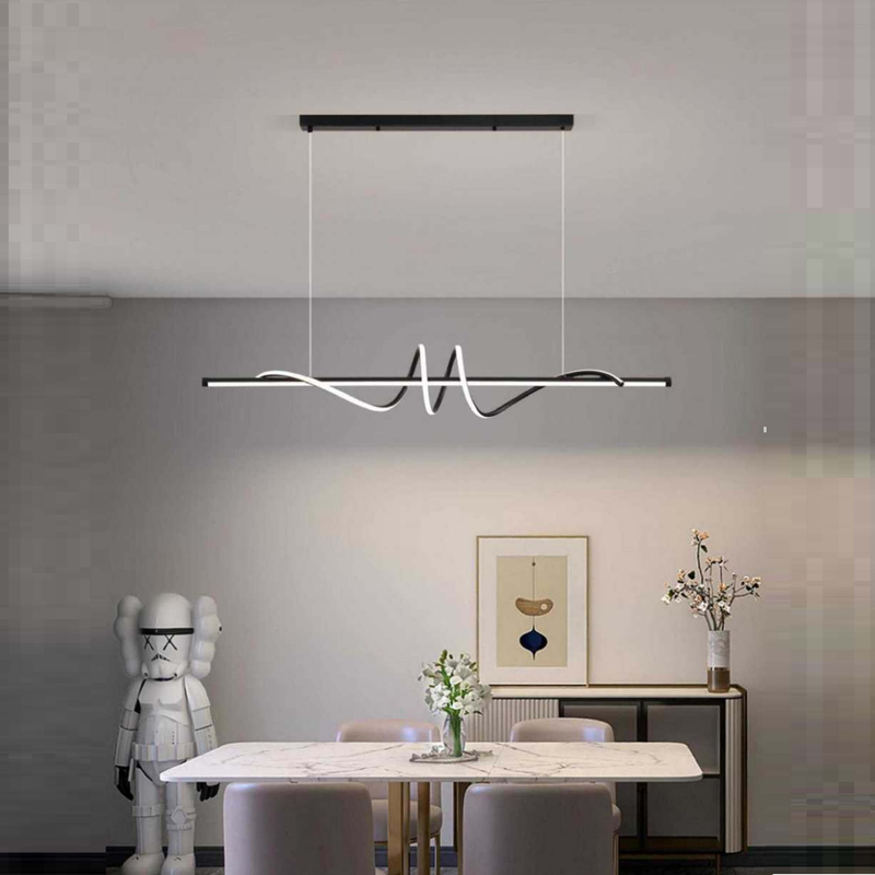 Black wave led ceiling light for dining room