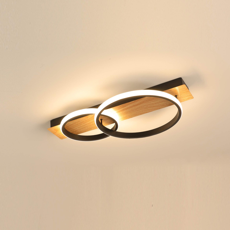 two ring circles wood ceiling light