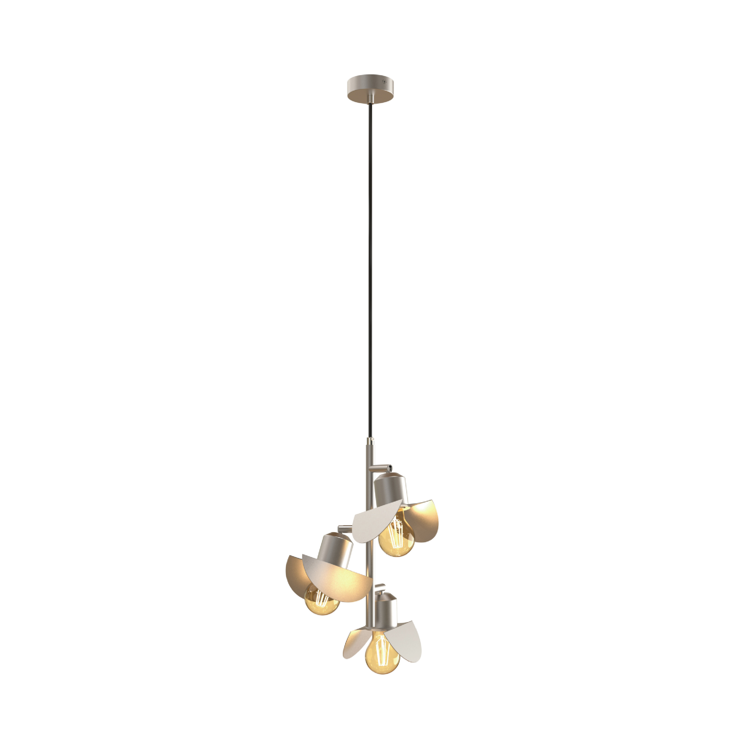 three head metal gold pendant light