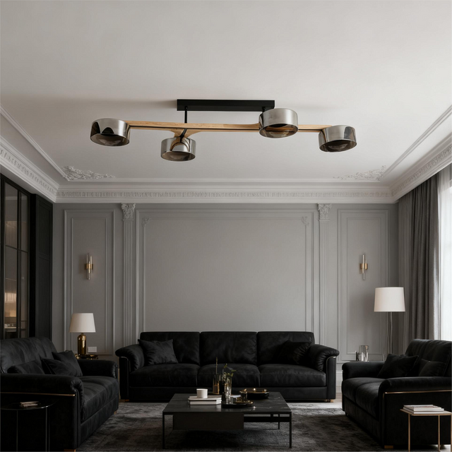 glass and wood ceiling light gx53 bulb in living room