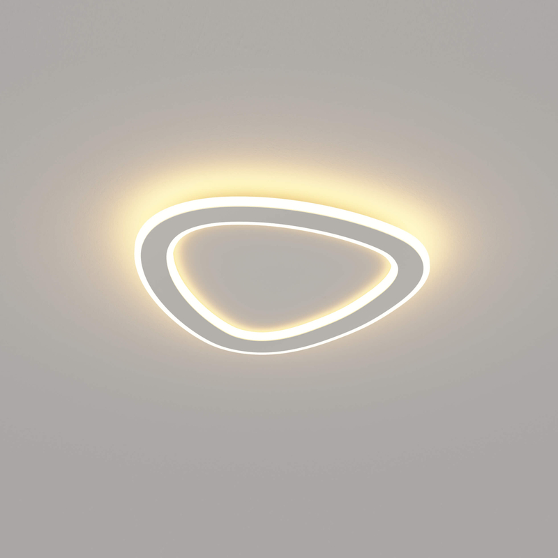 triangle linear led ceiling light in a white fixture, elegant style
