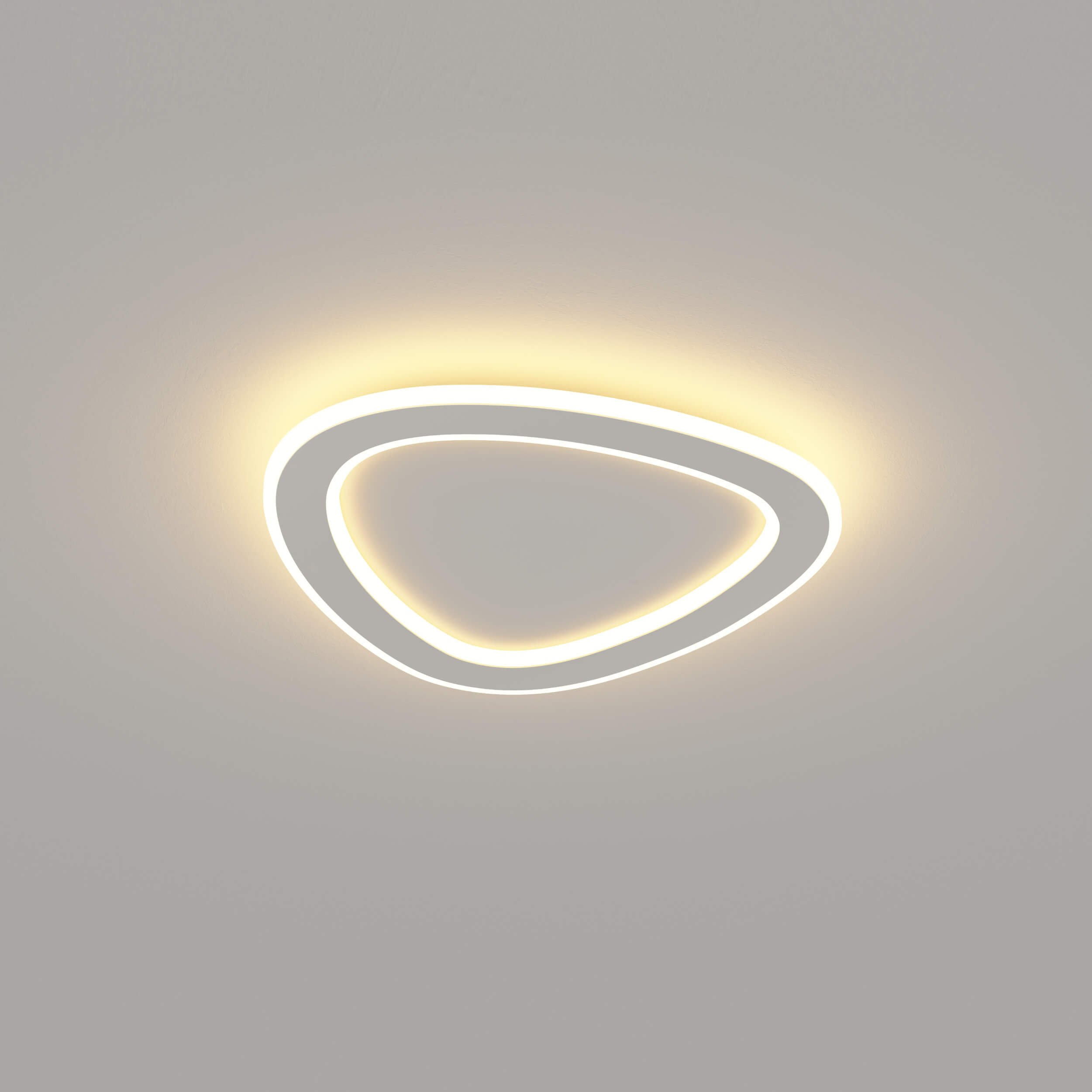 triangle linear led ceiling light in a white fixture, elegant style