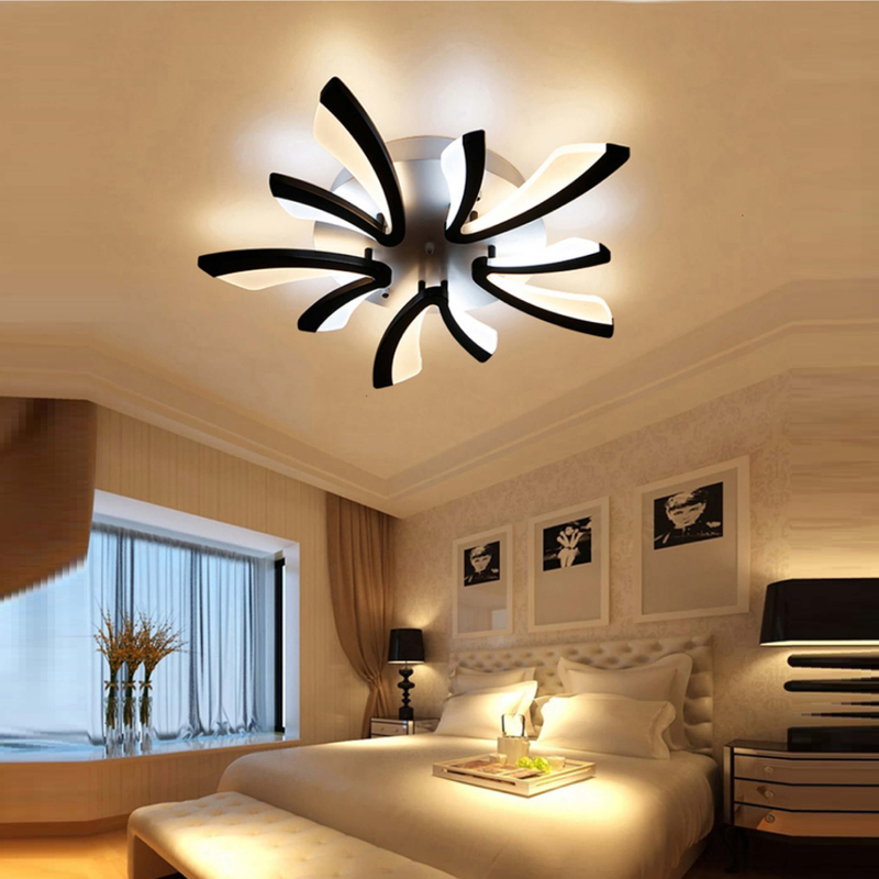 curved blades style led ceiling lamp intalled in living room