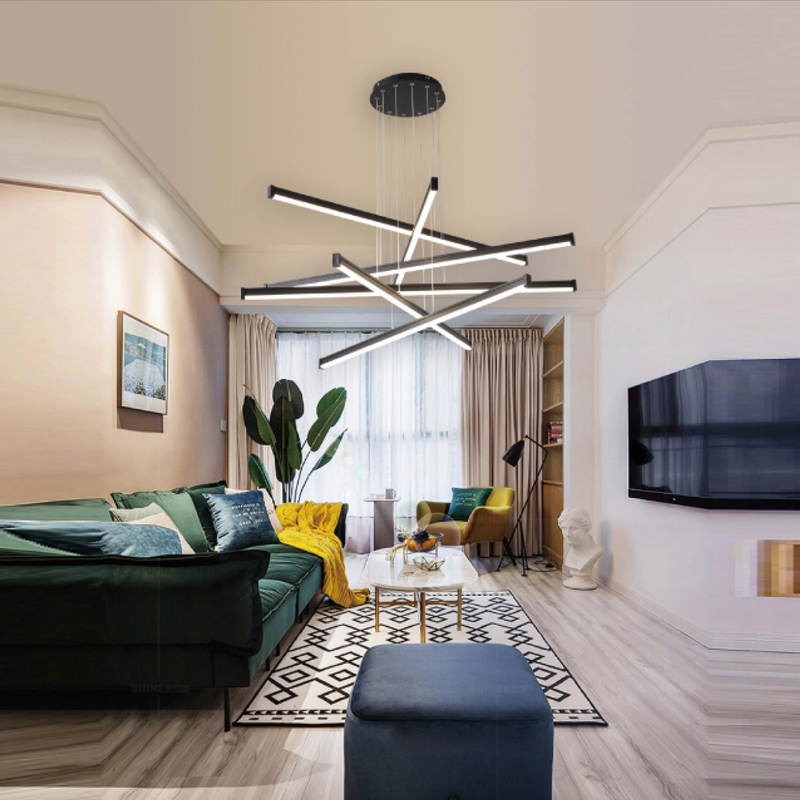 Cross-Cross Semi Mount Lighting Simplicity Metal Living Room LED Ceiling Flush Light in Black - Light White Light