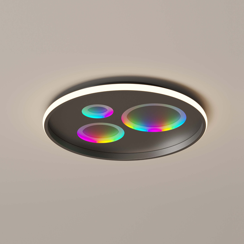 Sleek White Ceiling Lamp with Multicolored Accent Lighting