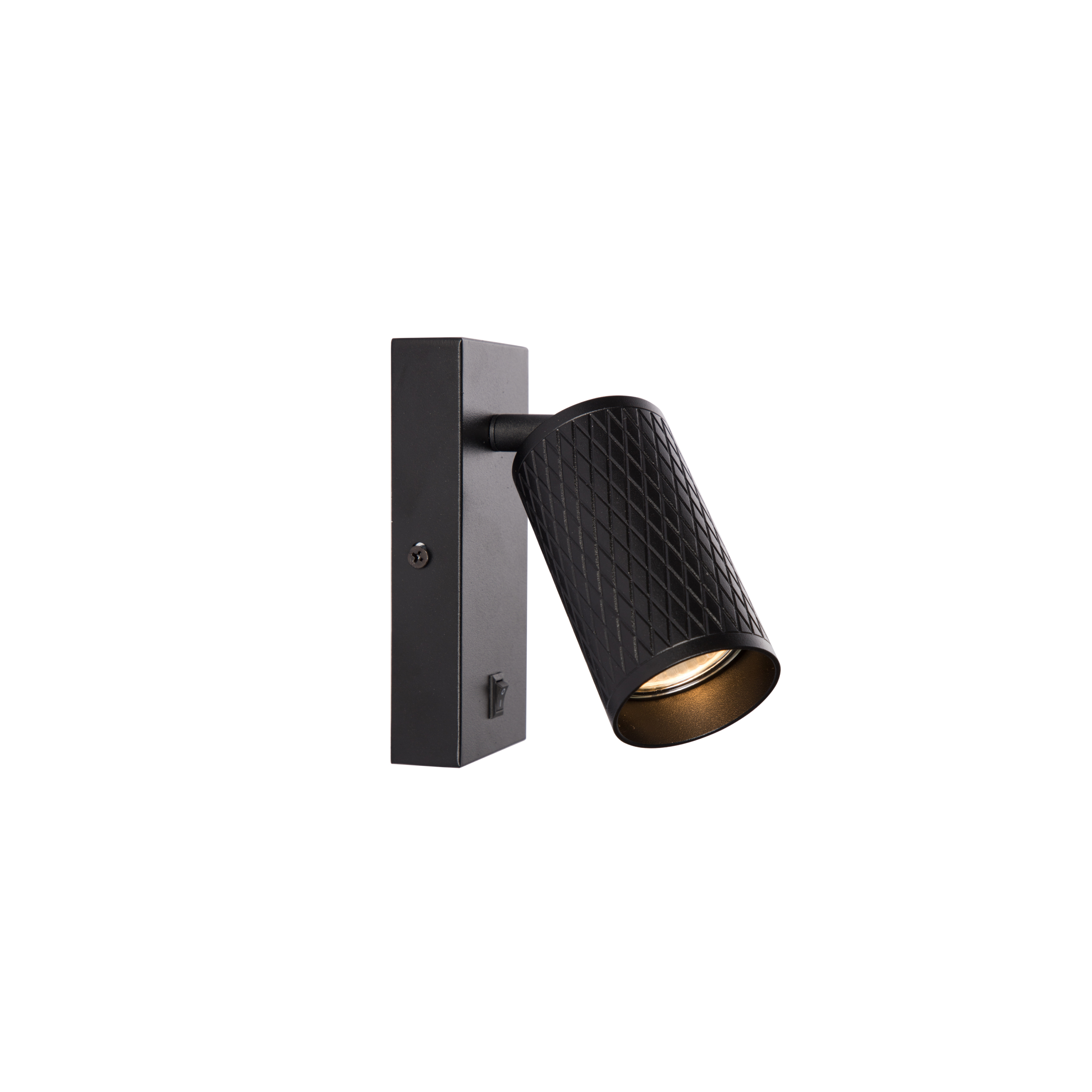 black gu10 wall light with diamond patterns on the surface