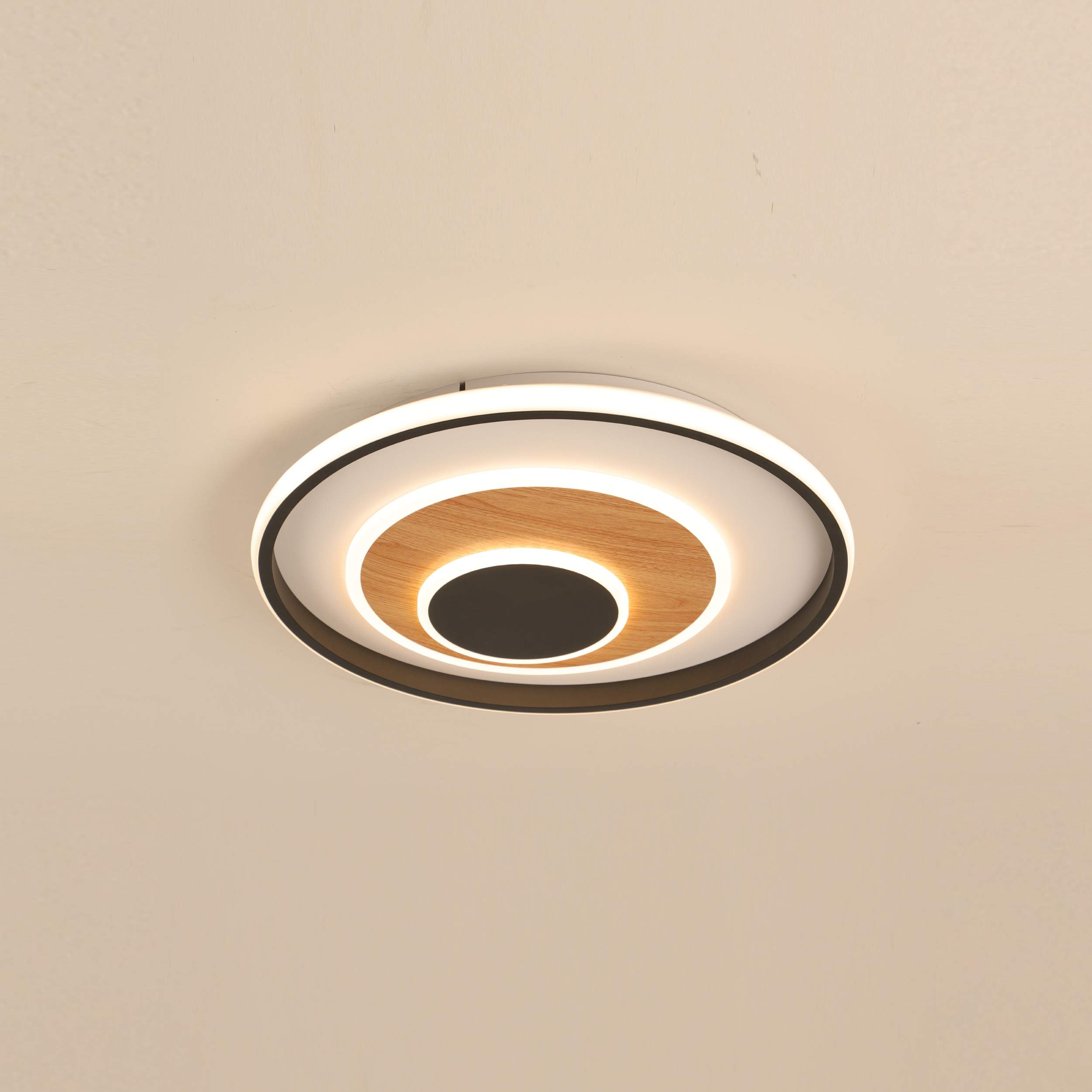 black round grain wood pattern ceiling light