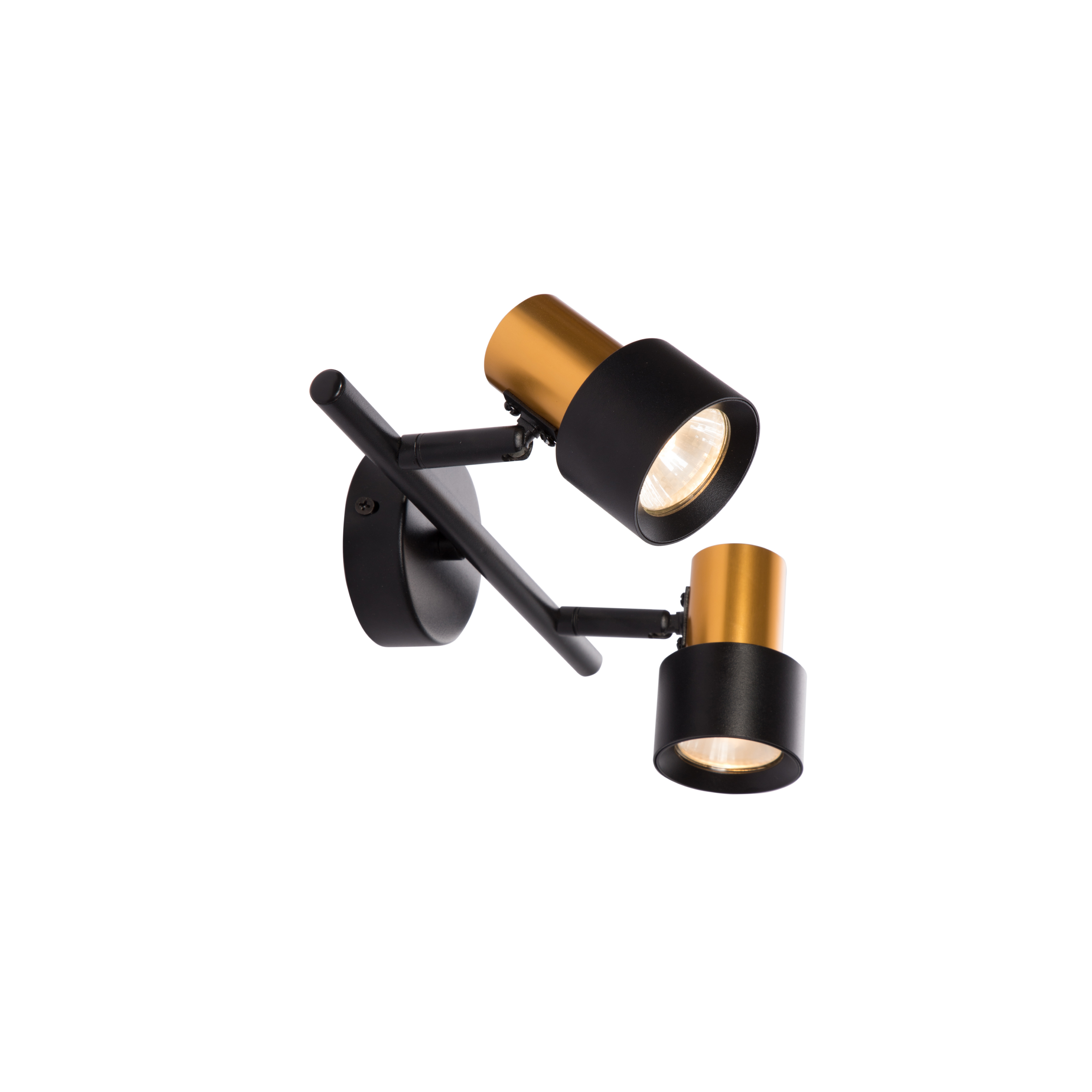 black and gold wall light with two head of gu10 sectors