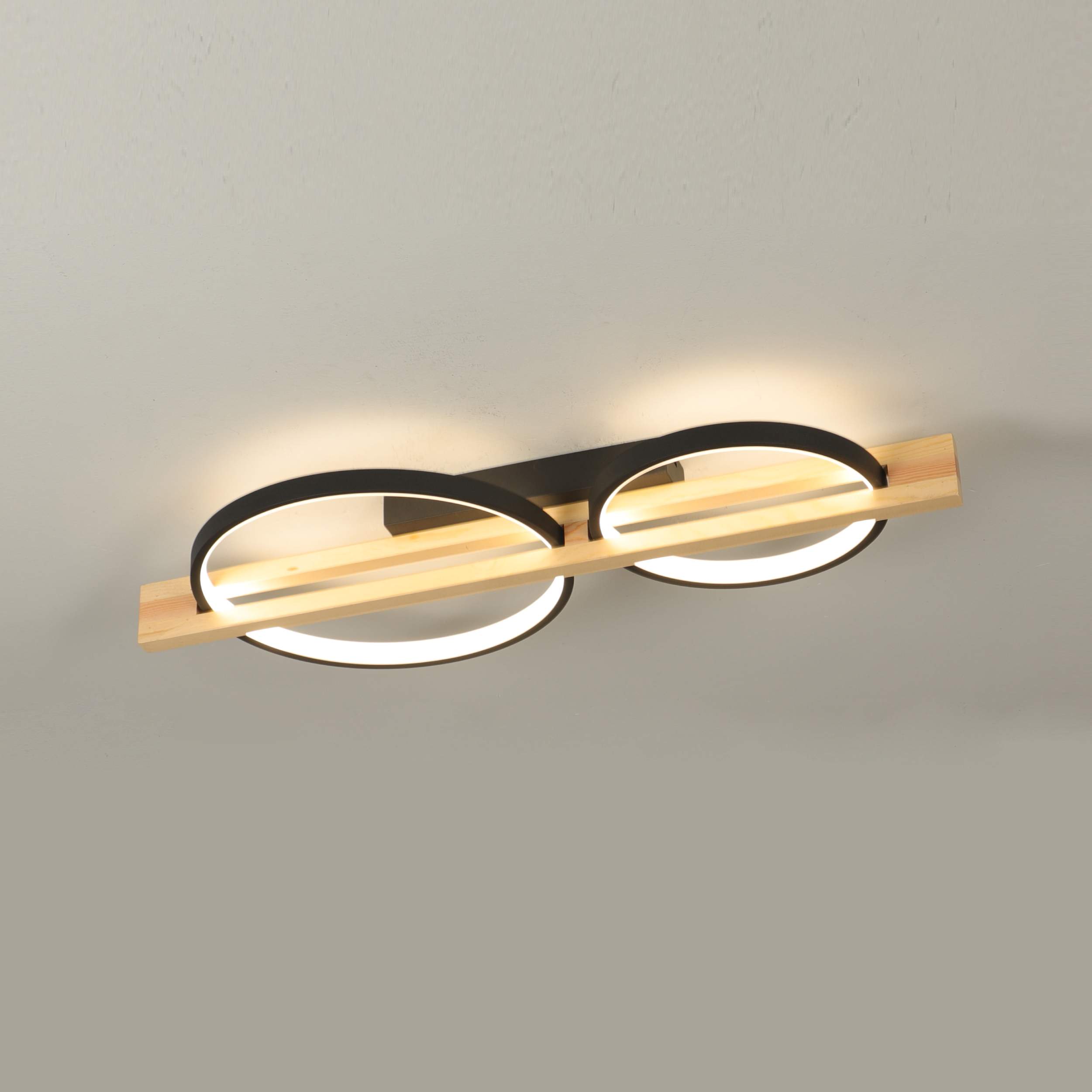 one big circle and one small circle wood ceiling light