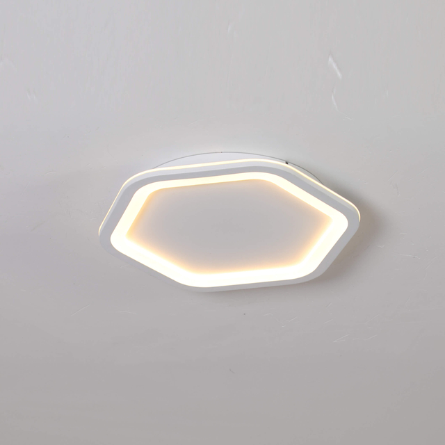 hexagon led ceiling lamp with inner white cool light lighting, unique for living room, bedroom