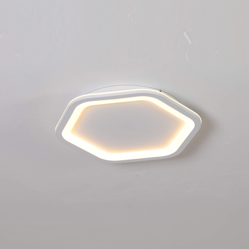 hexagon led ceiling lamp with inner white cool light lighting, unique for living room, bedroom