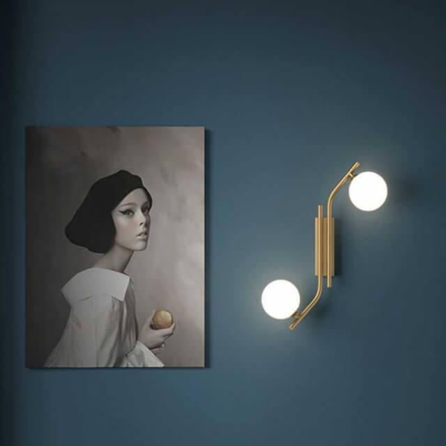 Modern Brass Lighting Fixture with Spherical Bulbs
