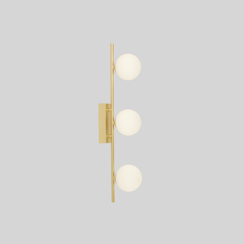 Elegant Brass Wall Lamp with Dual Spherical Luminaires