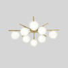 Radiant Brass and Opal Globe Chandelier