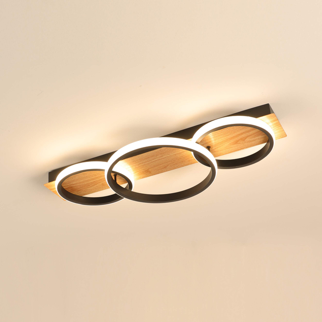 three ring circles wood ceiling light