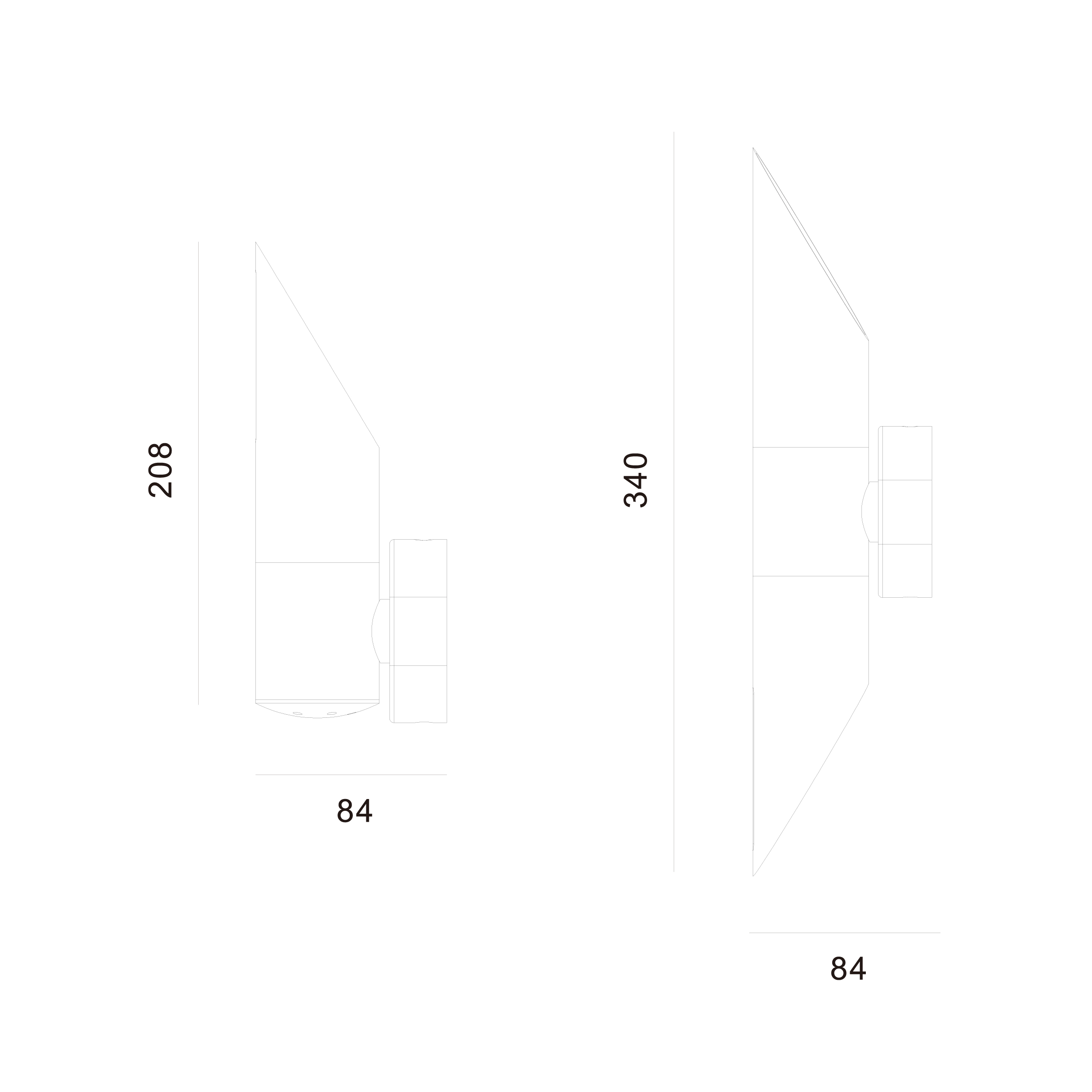 up and down gu10 socket wall light dimension