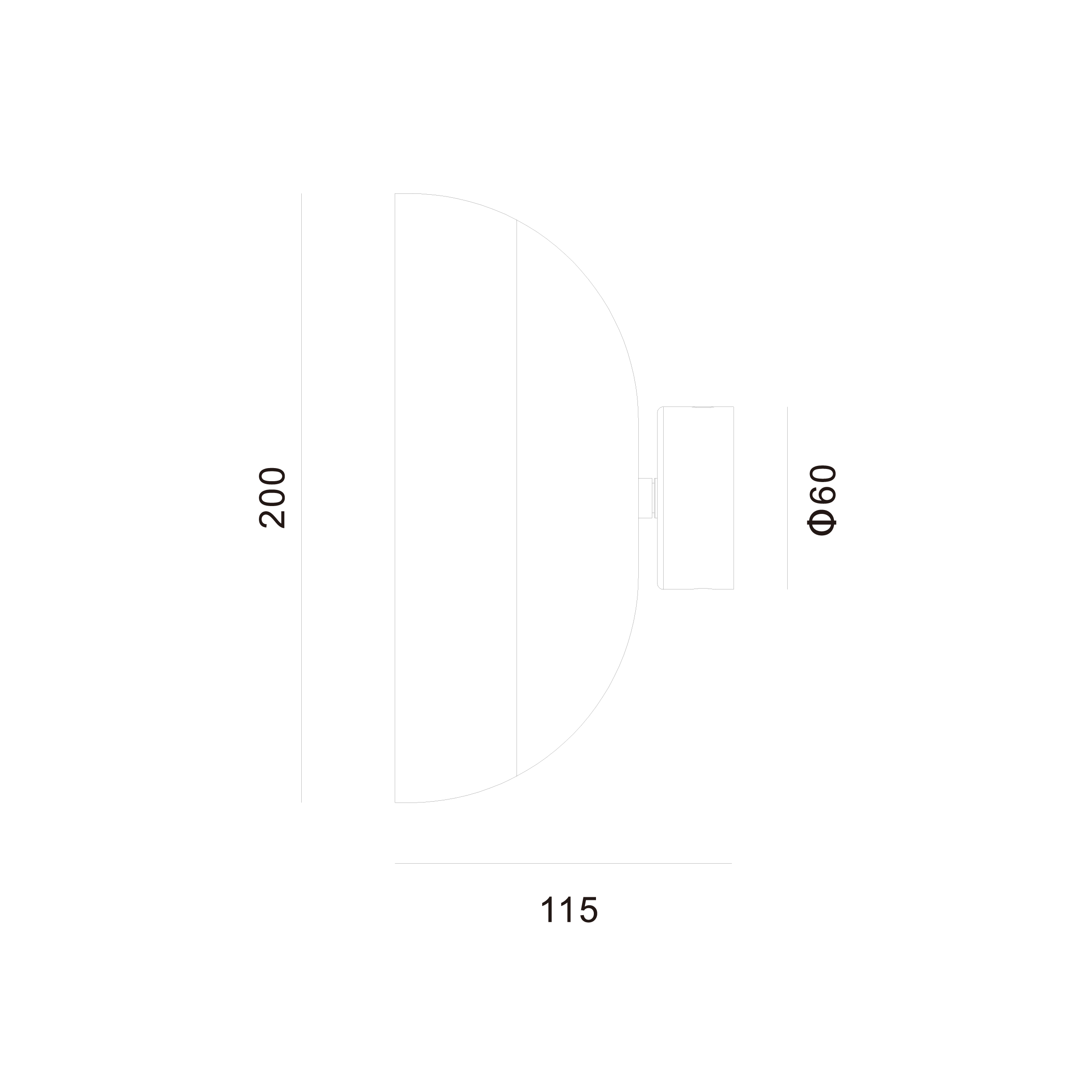 half-circular shape g9 socket wall light dimension