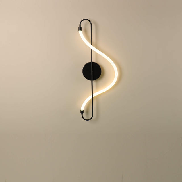 Black color musical note LED wall lamp