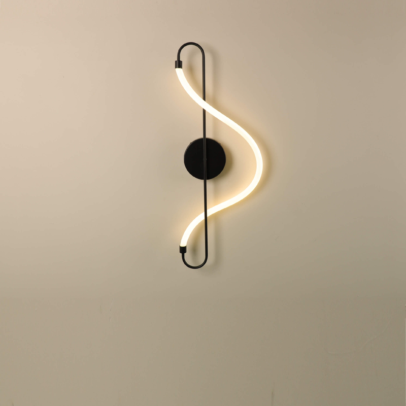 Black color musical note LED wall lamp