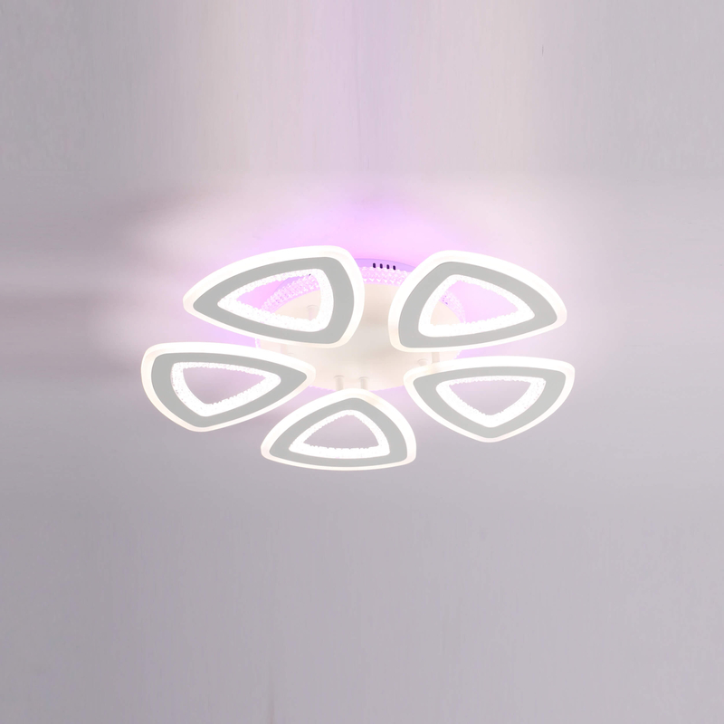 Artistic, architectural ceiling light with a unique, interconnected geometric pattern.