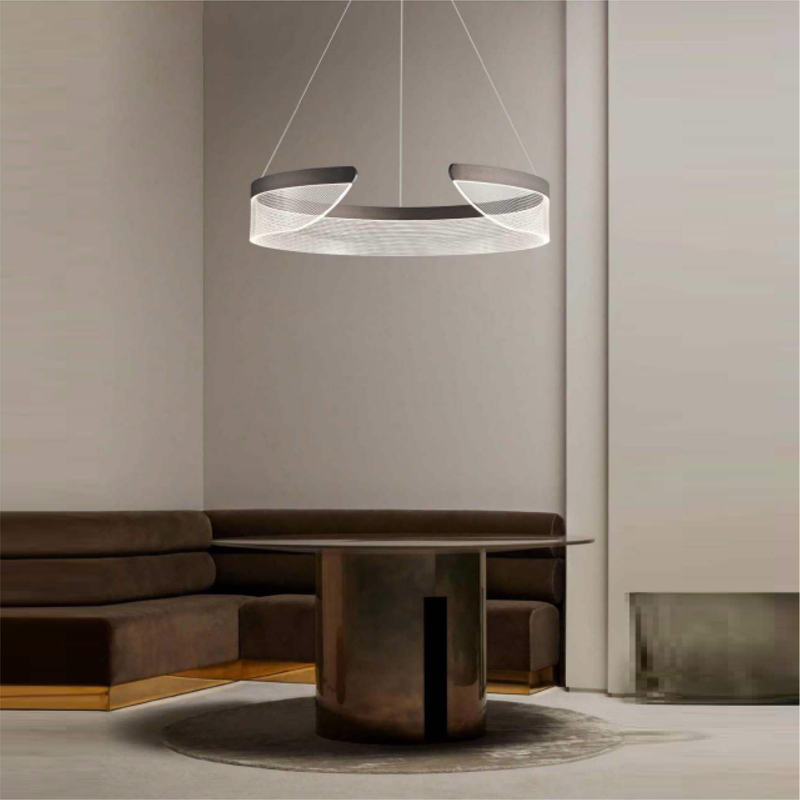 Minimalist Glow: Asymmetric Hanging Light with Ribbed Glass Panels