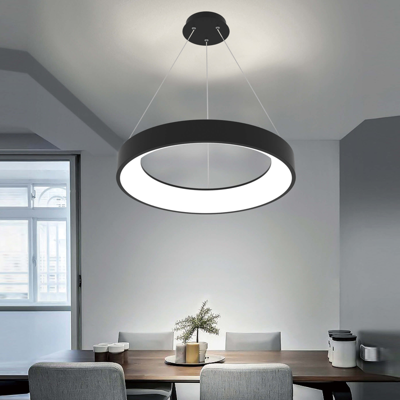 round ring led pendant light install in kitchen