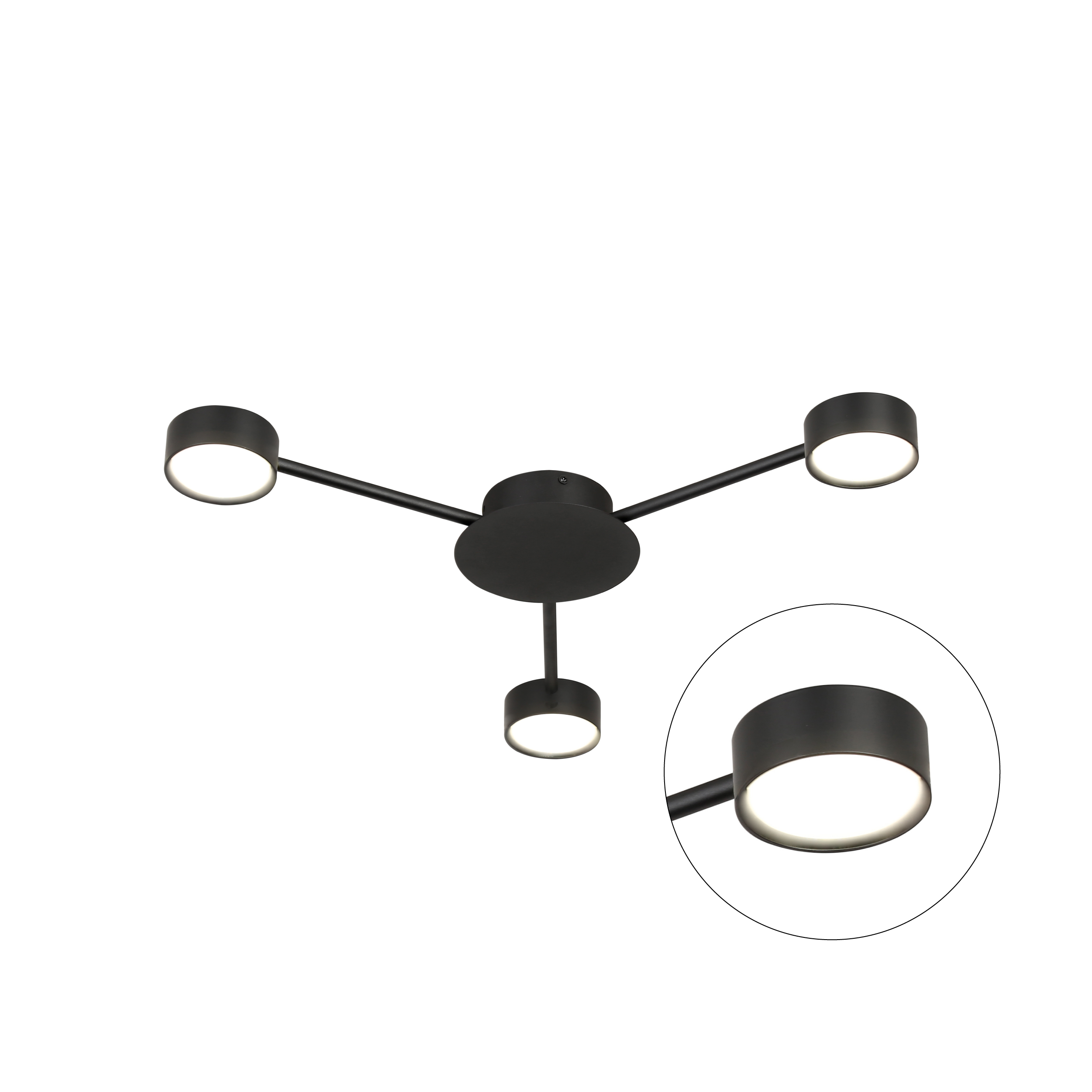 black three heads ceiling light for living room
