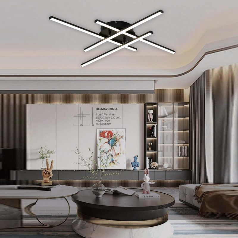 Twisted Knots Black Ceiling Light