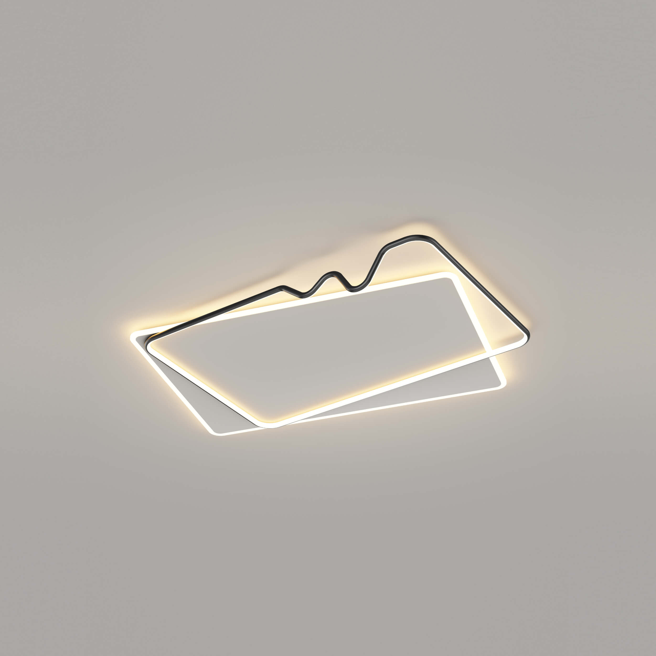 Ceiling lamp with two overlapping rectangular wireframes