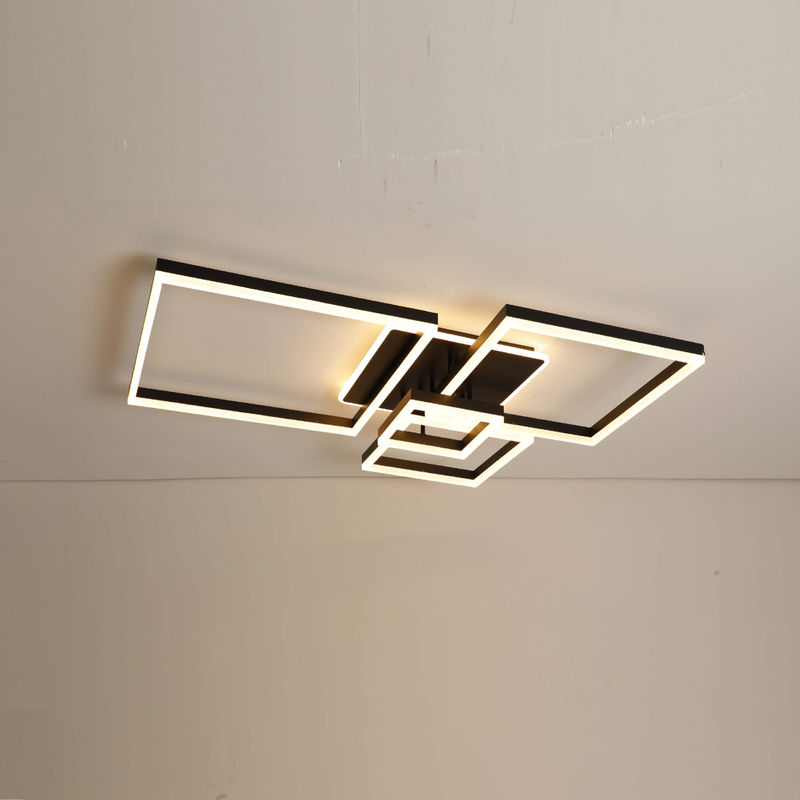 The Black Square LED Ceiling Light for Dining Room with Remote Control