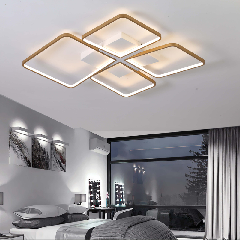 four asymmetrical diamond-shaped panels LED ceiling light